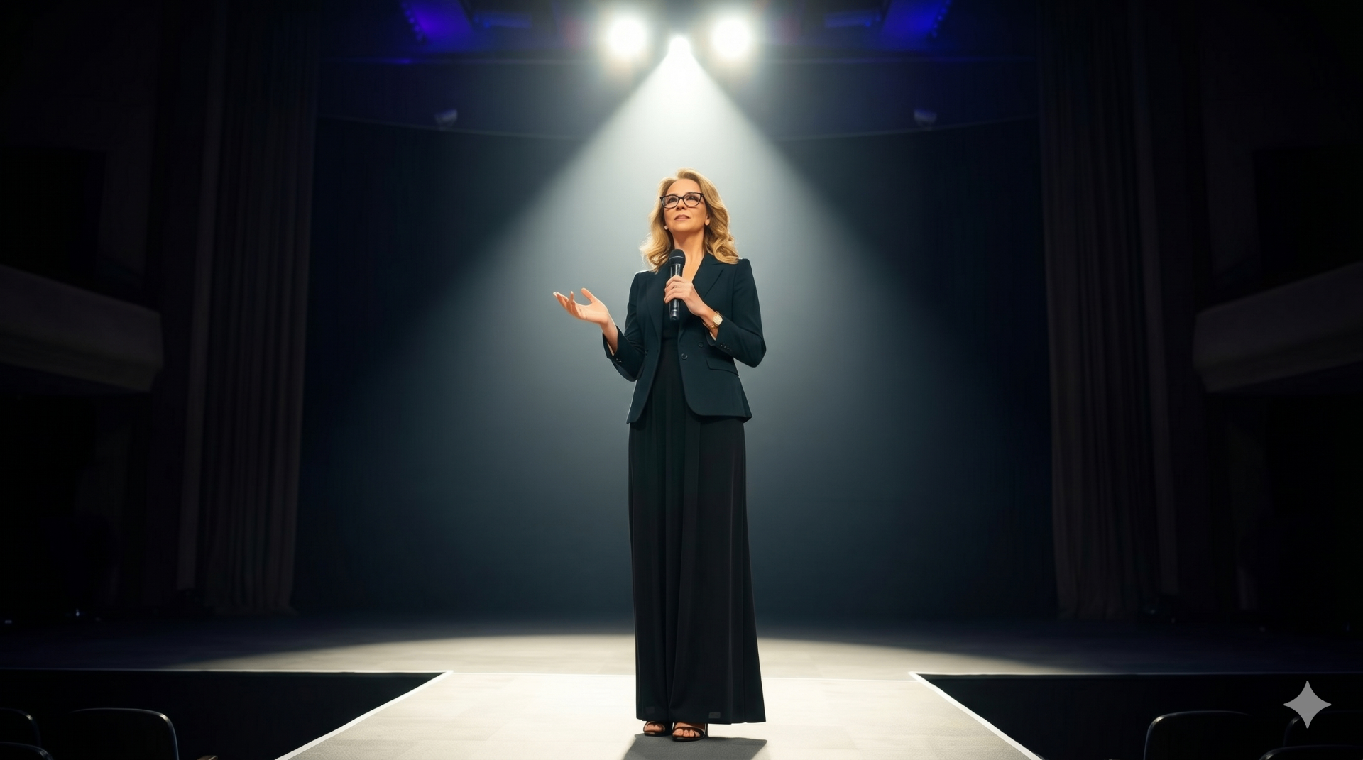 Edineide França no palco durante apresentação